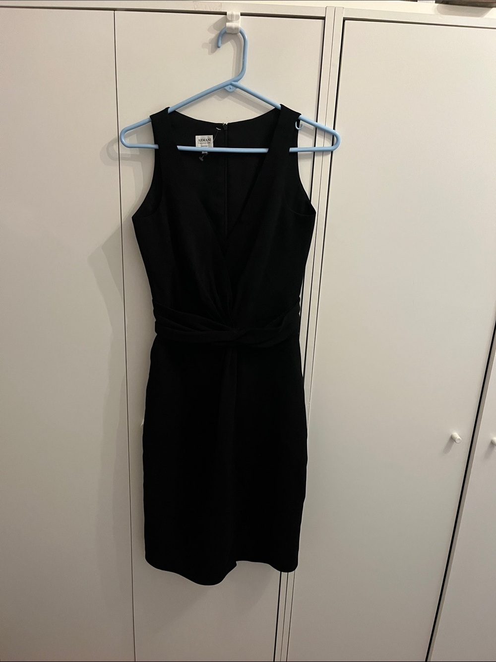 Giorgio Armani Black Sleeveless Twist-Front Midi Dress